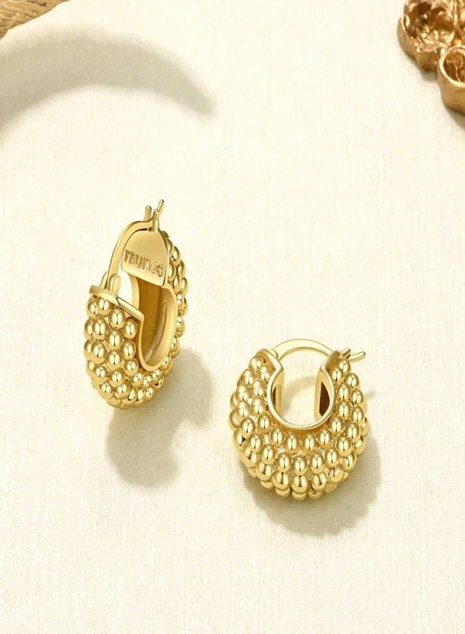 FRUMOS 18K Gold Plated Chunky Hoop Earrings for Women Fashion Thick Gold Hoops Earrings Set Jewelry for Birthday Christmas Gifts (Mulberry shape hoop) - Image 3